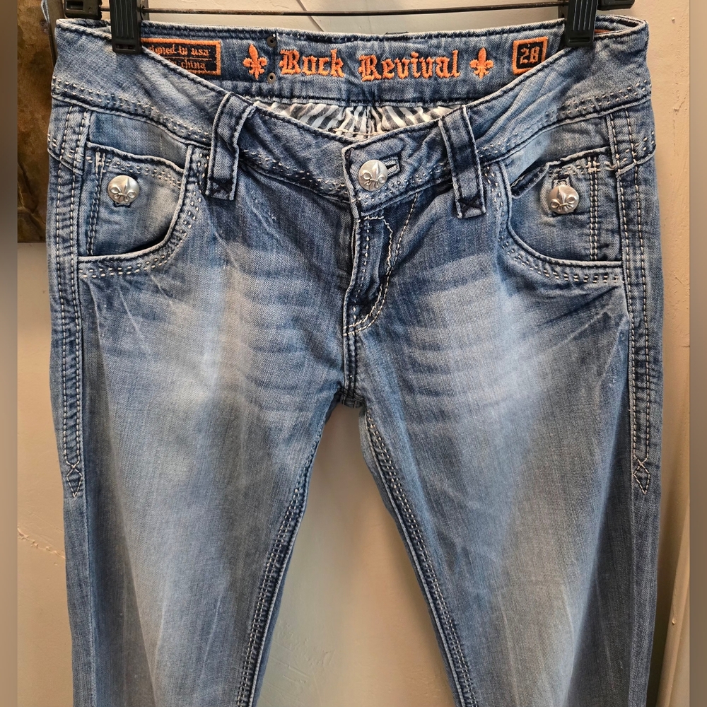 Rock Revival Faded Blue Denim Jeans - Picture 2 of 8